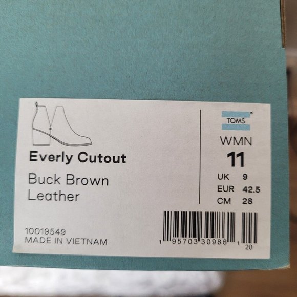 TOMS Womens Everly Cutout Boot Bootie Size 11 Buck Brown Leather - Picture 8 of 11